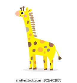 Hand drawing doodle cute giraffe,  giraffe vector illustration for t-shirt ,card, poster design for kids. Vector illustration design for fashion fabrics, textile graphics, prints, giraffe cartoon 
