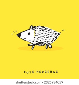 Hand drawing doodle cute hedgehog, hedgehog ector illustration for t-shirt ,card, poster design for kids. Vector illustration design for fashion fabrics, textile graphics, prints, book, pig cartoon