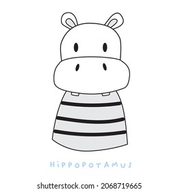 Hand drawing doodle cute Hippopotamus vector illustration for t-shirt ,card, poster design for kids. Vector illustration design for fashion fabrics, textile graphics, prints, Hippopotamus cartoon 
