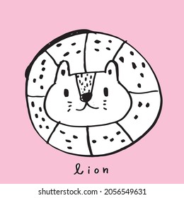 Hand drawing doodle cute lion vector illustration for t-shirt ,card, poster design for kids. Vector illustration design for fashion fabrics, textile graphics, prints, Cute lion cartoon