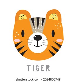 Hand drawing doodle cute tiger,  tiger vector illustration for t-shirt ,card, poster design for kids. Vector illustration design for fashion fabrics, textile graphics, prints, tiger cartoon 