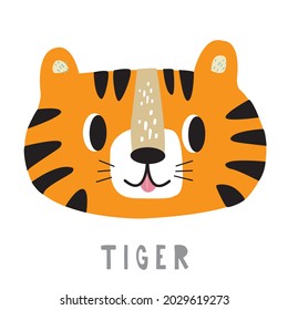 Hand drawing doodle cute tiger,  tiger vector illustration for t-shirt ,card, poster design for kids. Vector illustration design for fashion fabrics, textile graphics, prints, tiger cartoon 