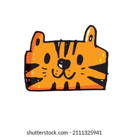 Hand drawing doodle cute tiger,  tiger vector illustration for t-shirt ,card, poster design for kids, cute animal
