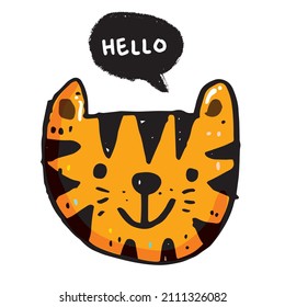 Hand drawing doodle cute tiger,  tiger vector illustration for t-shirt ,card, poster design for kids, cute animal
