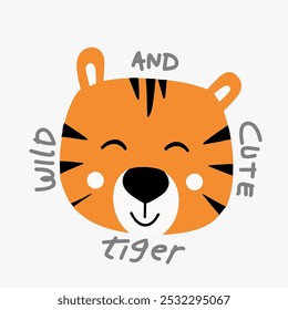 Hand drawing doodle cute tiger, tiger vector illustration for t-shirt ,card, poster design for kids