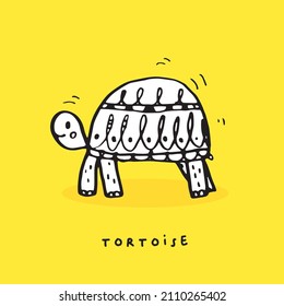 Hand drawing doodle cute tortoise ,Cute tortoise  in simple cartoon style, Cute animal,Cute turtle