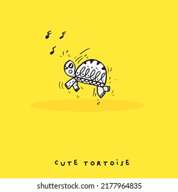 Hand drawing doodle cute tortoise ,Cute tortoise in simple cartoon style, Cute animal,Cute turtle