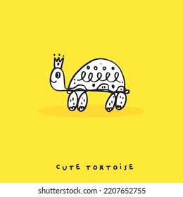 Hand Drawing Doodle Cute Tortoise ,Cute Tortoise  In Simple Cartoon Style, Cute Animal,Cute Turtle