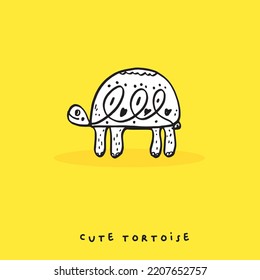 Hand Drawing Doodle Cute Tortoise ,Cute Tortoise  In Simple Cartoon Style, Cute Animal,Cute Turtle