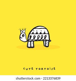 Hand Drawing Doodle Cute Tortoise ,Cute Tortoise In Simple Cartoon Style, Cute Animal,Cute Turtle