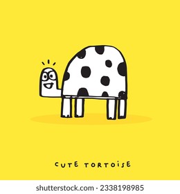 Hand drawing doodle cute tortoise ,Cute tortoise  in simple cartoon style, Cute animal,Cute turtle