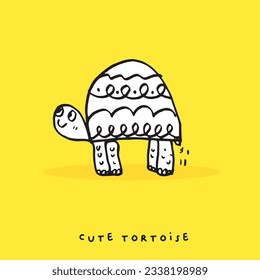 Hand drawing doodle cute tortoise ,Cute tortoise  in simple cartoon style, Cute animal,Cute turtle