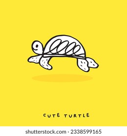 Hand drawing doodle cute tortoise ,Cute tortoise  in simple cartoon style, Cute animal,Cute turtle