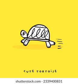 Hand drawing doodle cute tortoise ,Cute tortoise  in simple cartoon style, Cute animal,Cute turtle