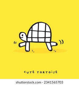 Hand drawing doodle cute tortoise ,Cute tortoise  in simple cartoon style, Cute animal,Cute turtle