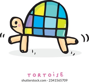 Hand drawing doodle cute tortoise ,Cute tortoise  in simple cartoon style, Cute animal,Cute turtle