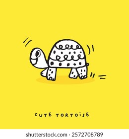 Hand drawing doodle cute tortoise ,Cute tortoise  in simple cartoon style, Cute animal,Cute turtle