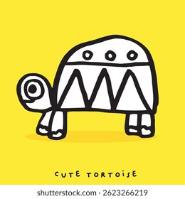 Hand drawing doodle cute tortoise ,Cute tortoise  in simple cartoon style, Cute animal,Cute turtle