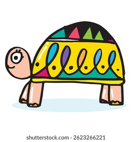 Hand drawing doodle cute tortoise ,Cute tortoise  in simple cartoon style, Cute animal,Cute turtle
