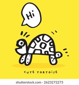 Hand drawing doodle cute tortoise ,Cute tortoise  in simple cartoon style, Cute animal,Cute turtle