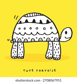 Desenho de mão rabiscar tartaruga bonito, Tartaruga bonito em estilo de desenho animado simples, animal bonito, Tartaruga bonito