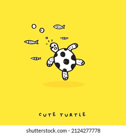 Hand drawing doodle cute turtle ,Cute tortoise  in simple cartoon style, Cute animal,Cute turtle
