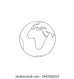 hand drawing doodle Earth globe continuous line  of world map vector illustration minimalist design of minimalism isolated on white background