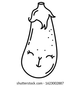Hand drawing doodle eggplant; vegetable vector illustration for stickers, posters, seasonal design.