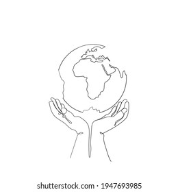 hand drawing doodle hand and globe symbol for save the earth illustration 