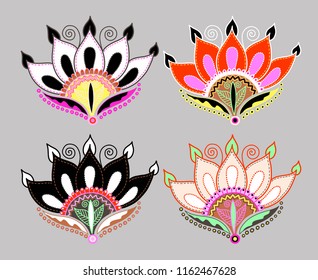 hand drawing of doodle lotus flower for trendy design, vector illustration