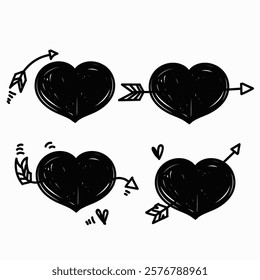 hand drawing doodle love arrow illustration