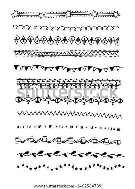 Hand Drawing Doodle Page Divider Set Stock Vector (Royalty Free ...