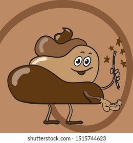 Hand drawing doodle poo with the magic wand