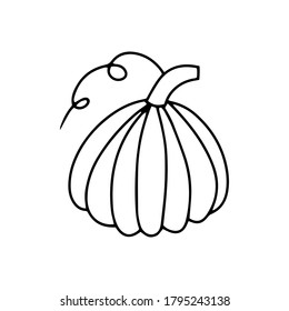 handgezeichnete Doodle-Kürbis-Symbol, Symbol für den Mittelweg, Vektorgrafik für Lebensmittel, EPS10