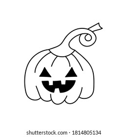 Hand drawing doodle pumpkin icon isolated on white. Outline halloween symbol. Sketch vecror stock illustration. EPS 10
