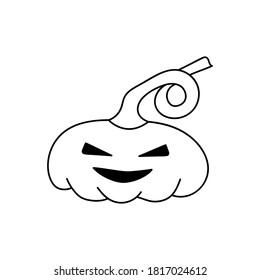 Hand drawing doodle pumpkin icon isolated on white. Outline halloween symbol. Sketch vecror stock illustration. EPS 10