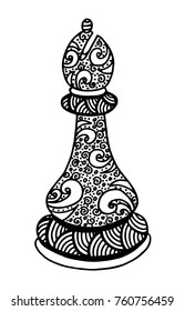 Hand drawing doodle Sketch Chess Bishop Vector Illustration Art