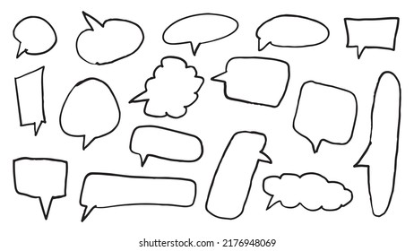 hand drawing doodle speech bubble set