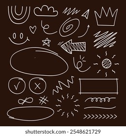 Hand drawing doodle style collection of arrows, star and circles collection.Vector illustration