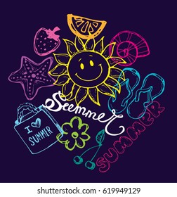 Hand drawing doodle summer illustration
