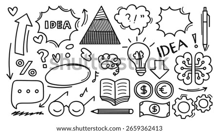 Hand drawing doodles about ideas thinking and knowledge and business.Vector illustration