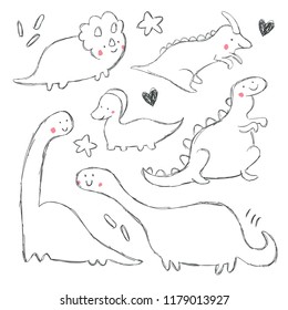 Hand drawing dream big dinosaur illustration vector. Funny cartoon dino. Hand drawn vector doodle design for girls, kids. Hand drawn children's illustration for fashion clothes, shirt, fabric