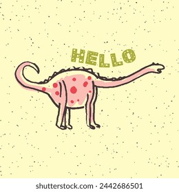 Hand drawing dream big dinosaur illustration vector. Funny cartoon dino. Hand drawn vector doodle design for girls, kids. Hand drawn children's illustration for fashion clothes, shirt, fabric