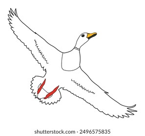 Hand drawing duck animal silhouettes design