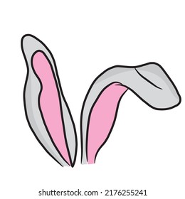 Hand drawing ear rabbit isolated on white background