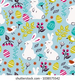 Hand Drawing Easter Pattern in Cartoon Slyle.