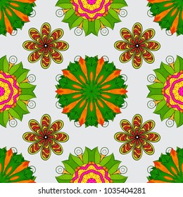 Hand drawing with elegant element on a gray, green and yellow colors. Vector illustration.