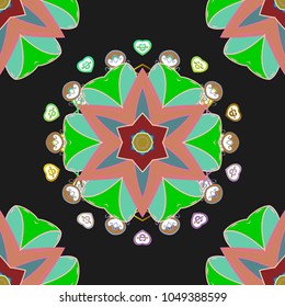 Hand drawing with elegant element on a orange, green and gray colors. Vector illustration.