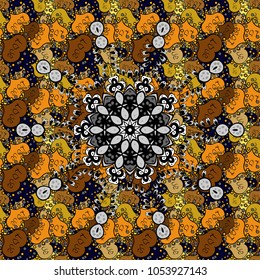 Hand drawing with elegant element on a black, yellow and brown colors. Vector illustration.