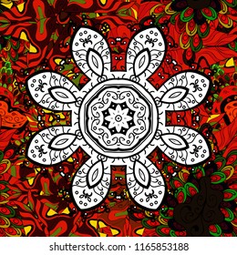 Hand drawing with elegant element on a black, white and red colors. Vector illustration.